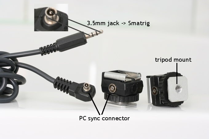 flash cable and hot shoe adapter